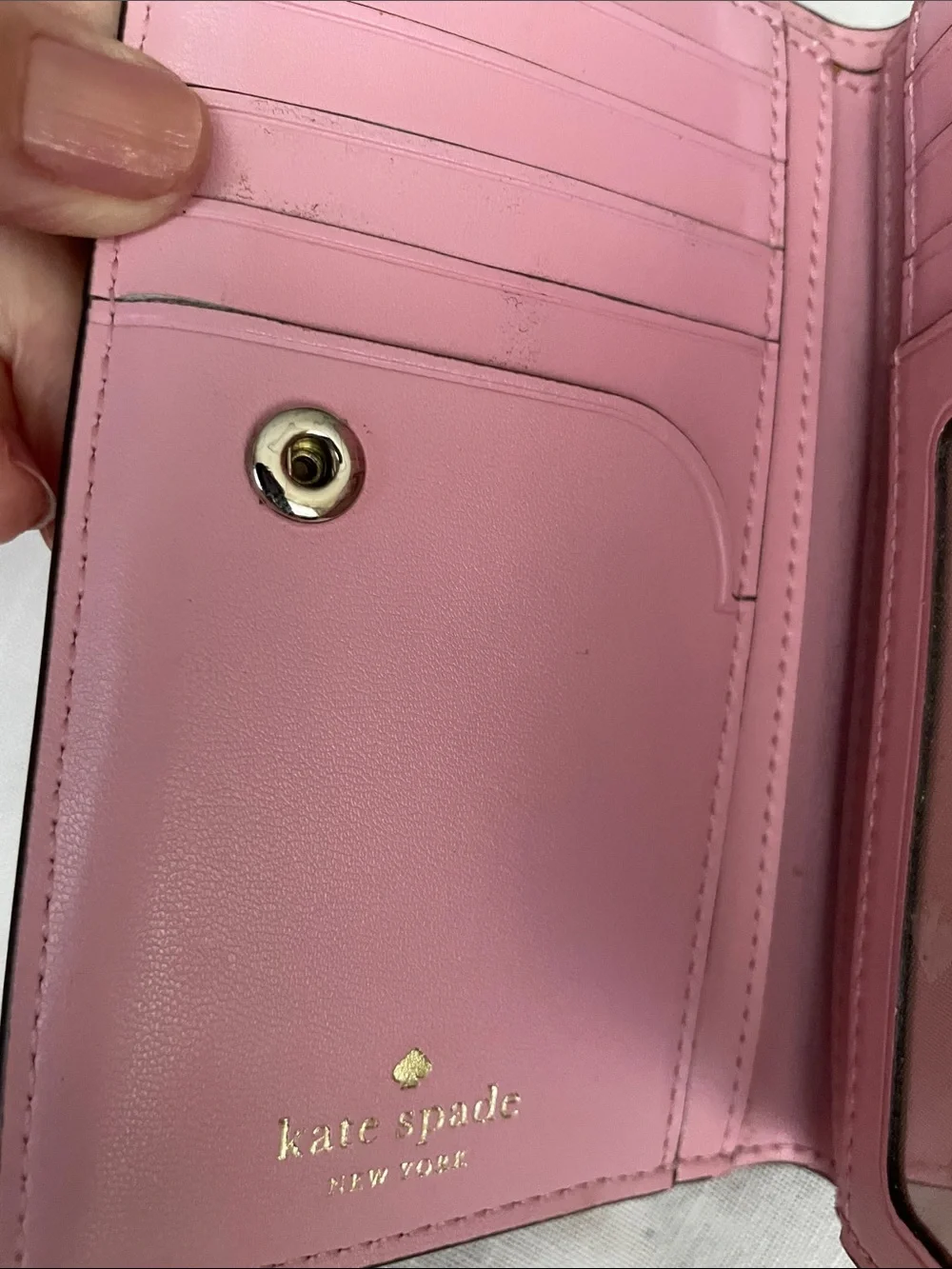kate spade Blush Pebbled Leather Zip Around Wallet & Coin Holder